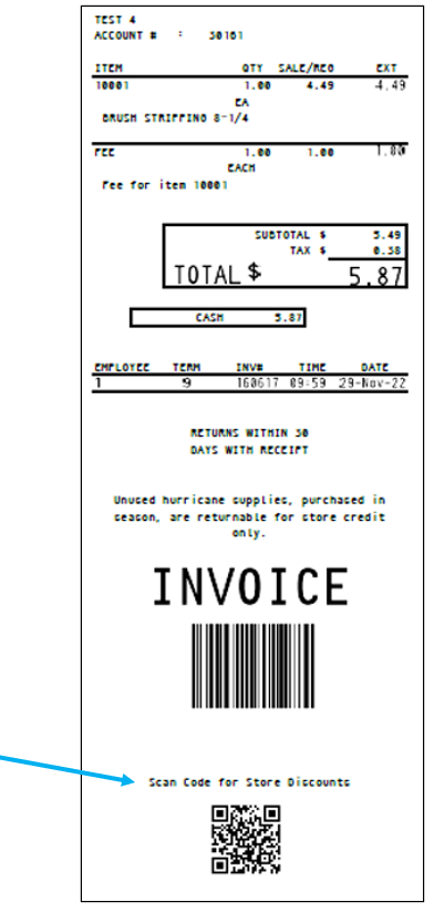 QR Code and message on invoice