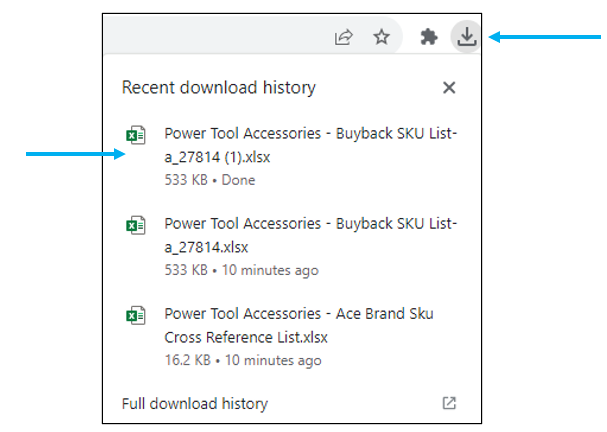 Downloads/Power Tool Accessories - Buyback SKU List excel file