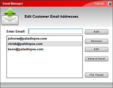 Email Manager window