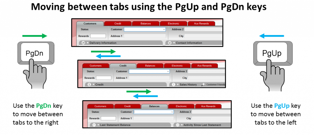 Using pgup and pgdn keys to move between tabs