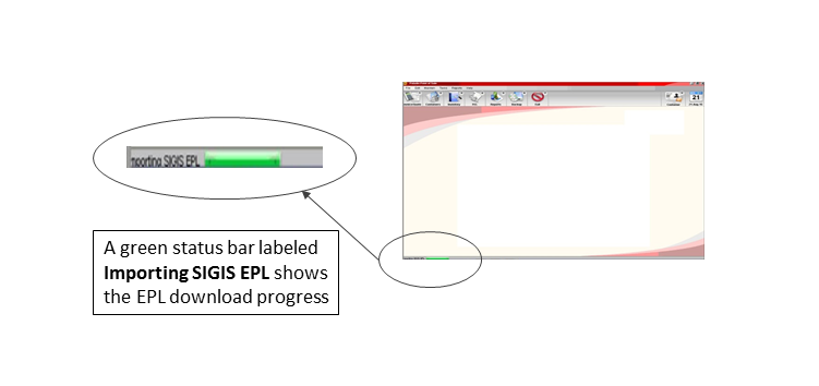 Status bar showing EPL download progress