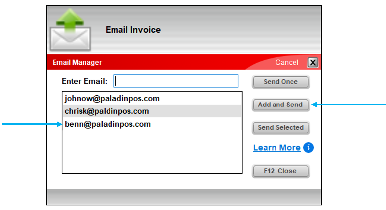Email Invoice window/Email added 