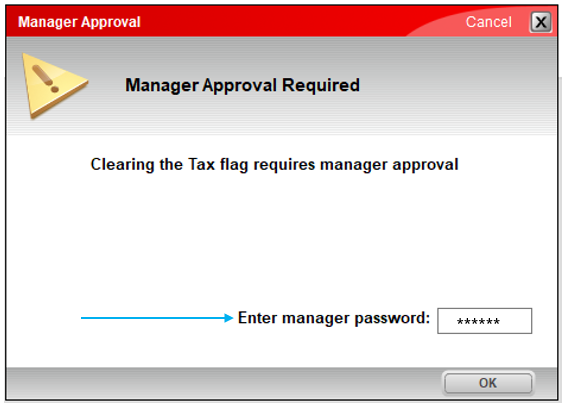 Manager Approval window