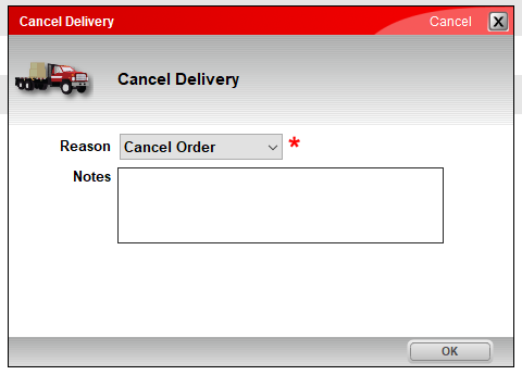 Cancel Delivery window