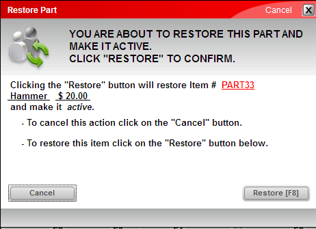 Prompt to activate inactive item
