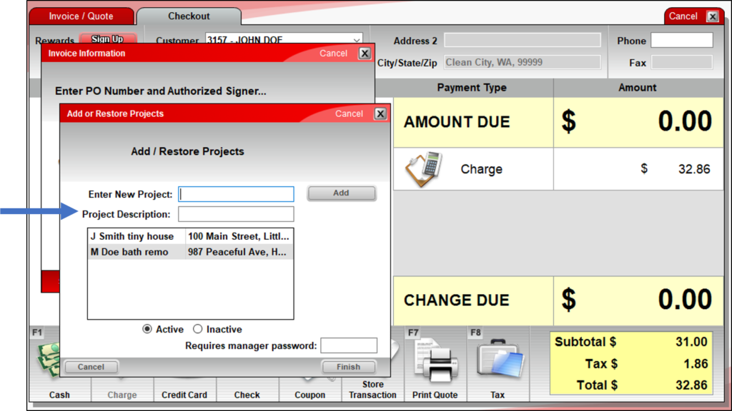 Add a project description during invoicing