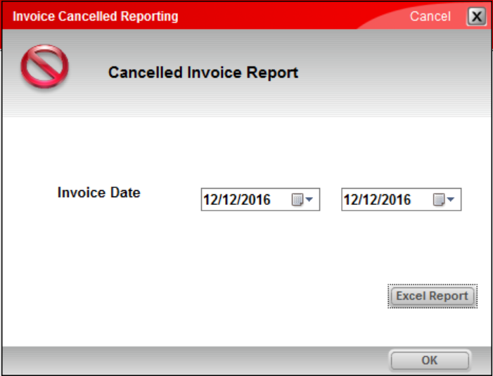 Canceled invoice report date selection
