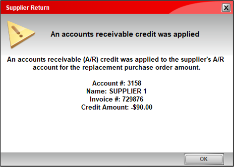 Accounts receivable credit applied
