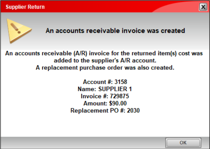 Invoice receivable invoice created