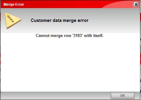 Customer Merge-Can't merge account with itself error