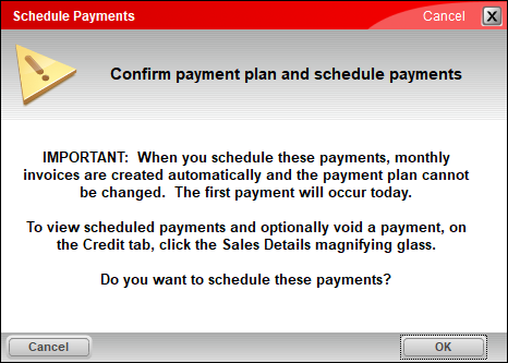 Confirm the payment plan