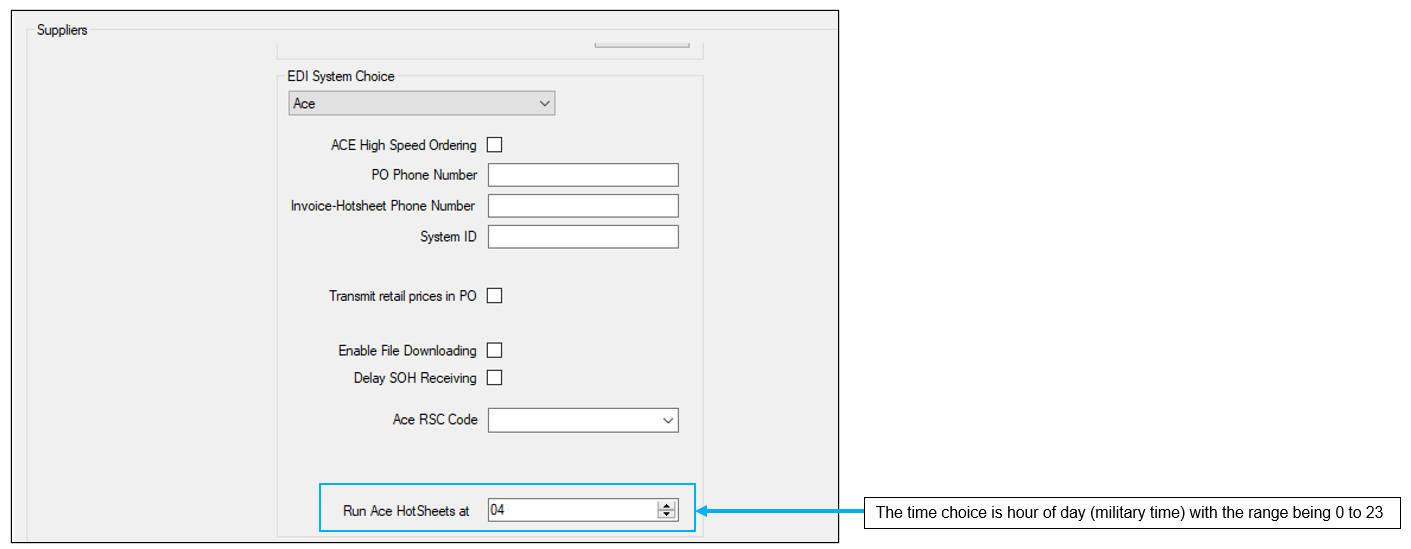 Run Ace HotSheets at time list