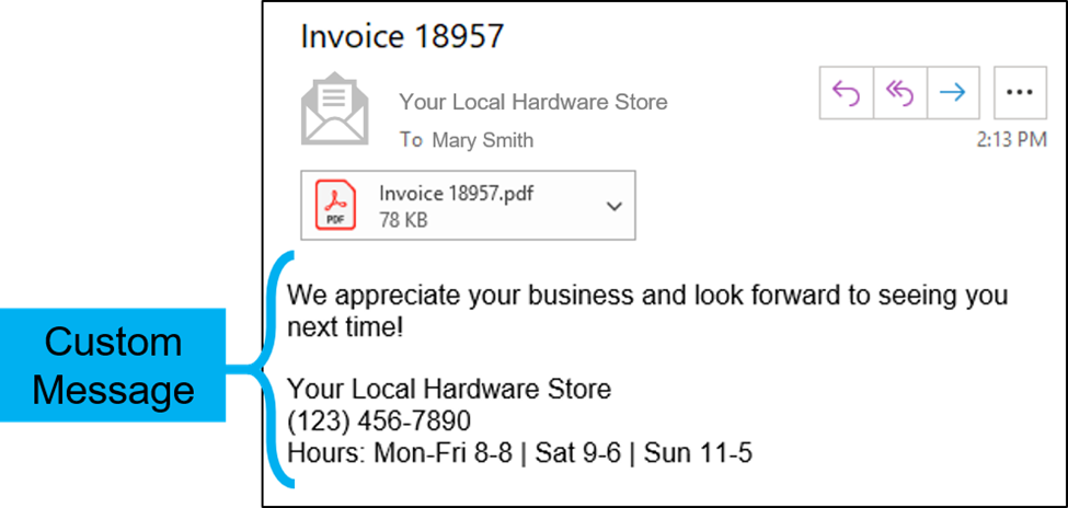 Custom message on email receipt