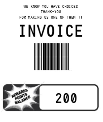 Rewards point balance on customer receipt