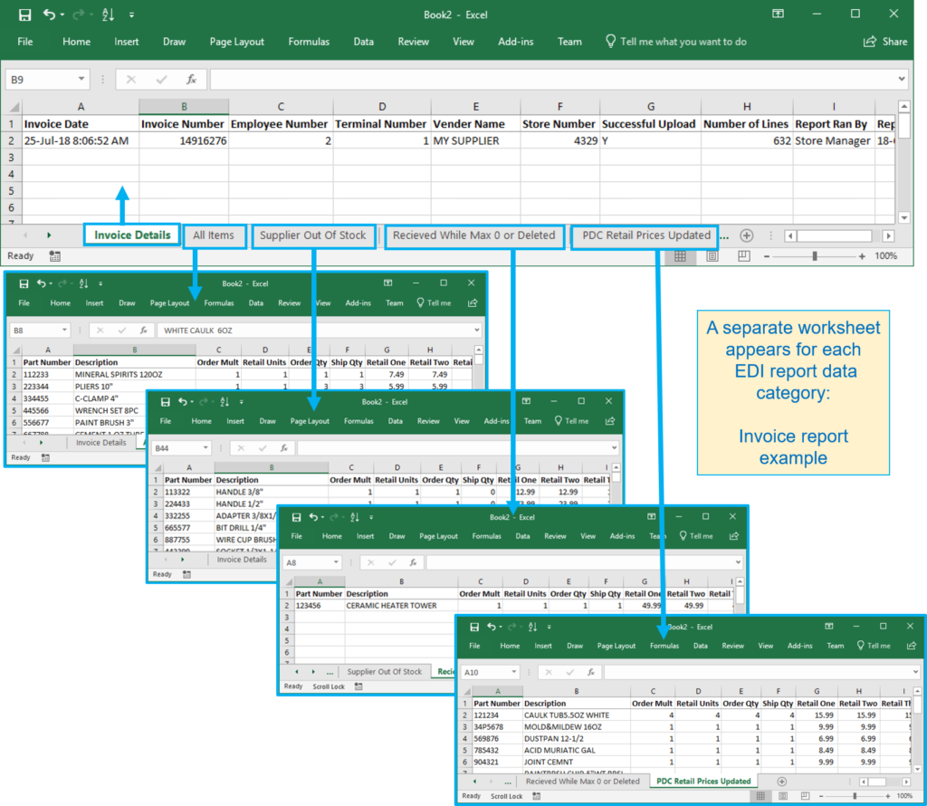 EDI invoice report in Excel