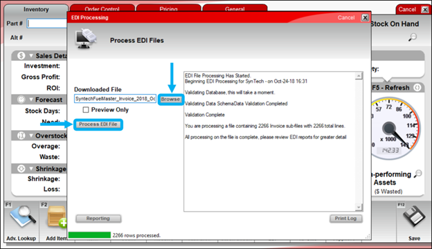 EDI Processing window