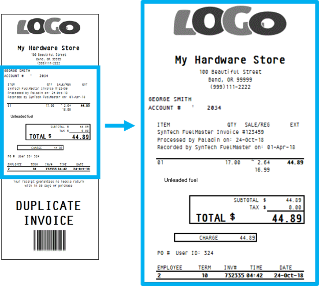 Invoice with Invoice number and date