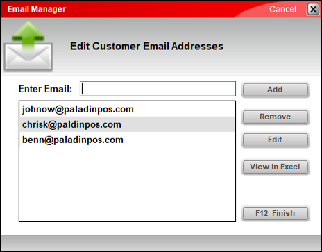 Email Manager window