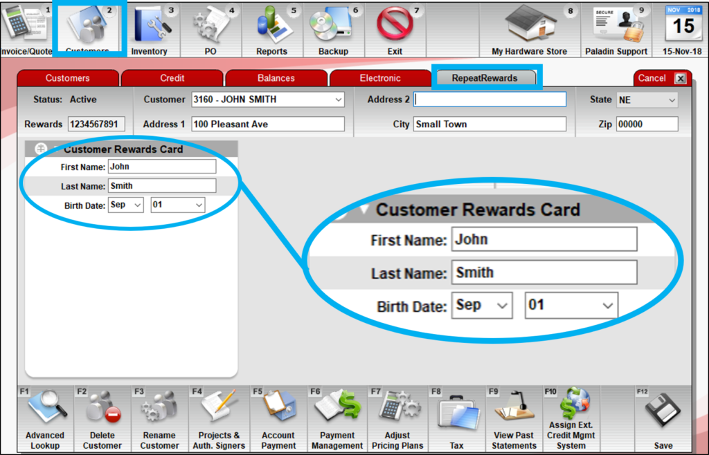 RepeatRewards First and Last Name values