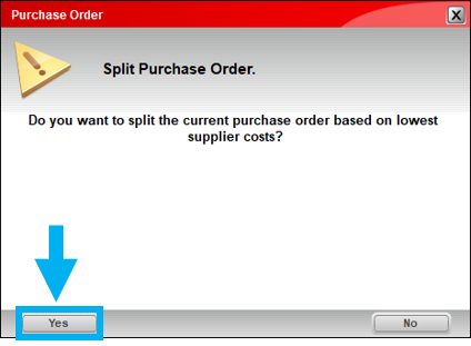 Window asking if you want to create supplier purchase orders