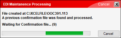 Message that a previously unprocessed file is being processed