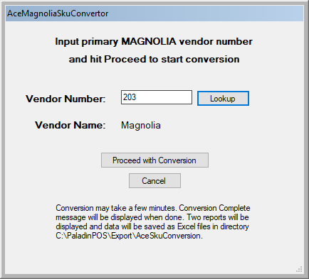 Enter and verify Magnolia supplier/vendor number