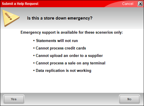 Submit a Help Request window/store down emergency?