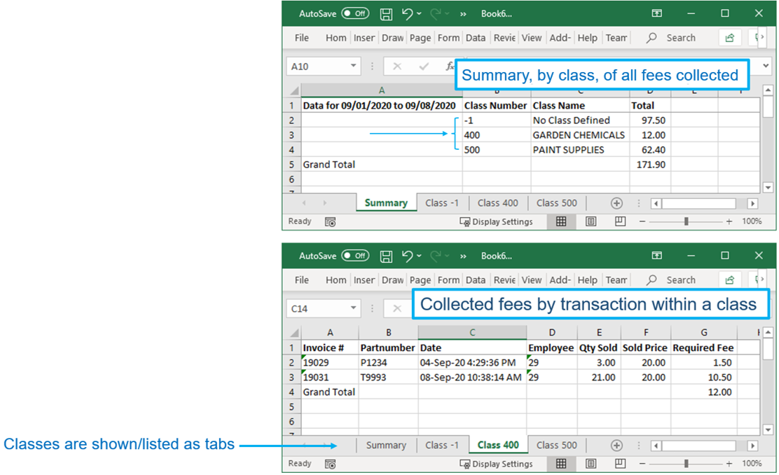 Excel Summary of fees and Collected fees