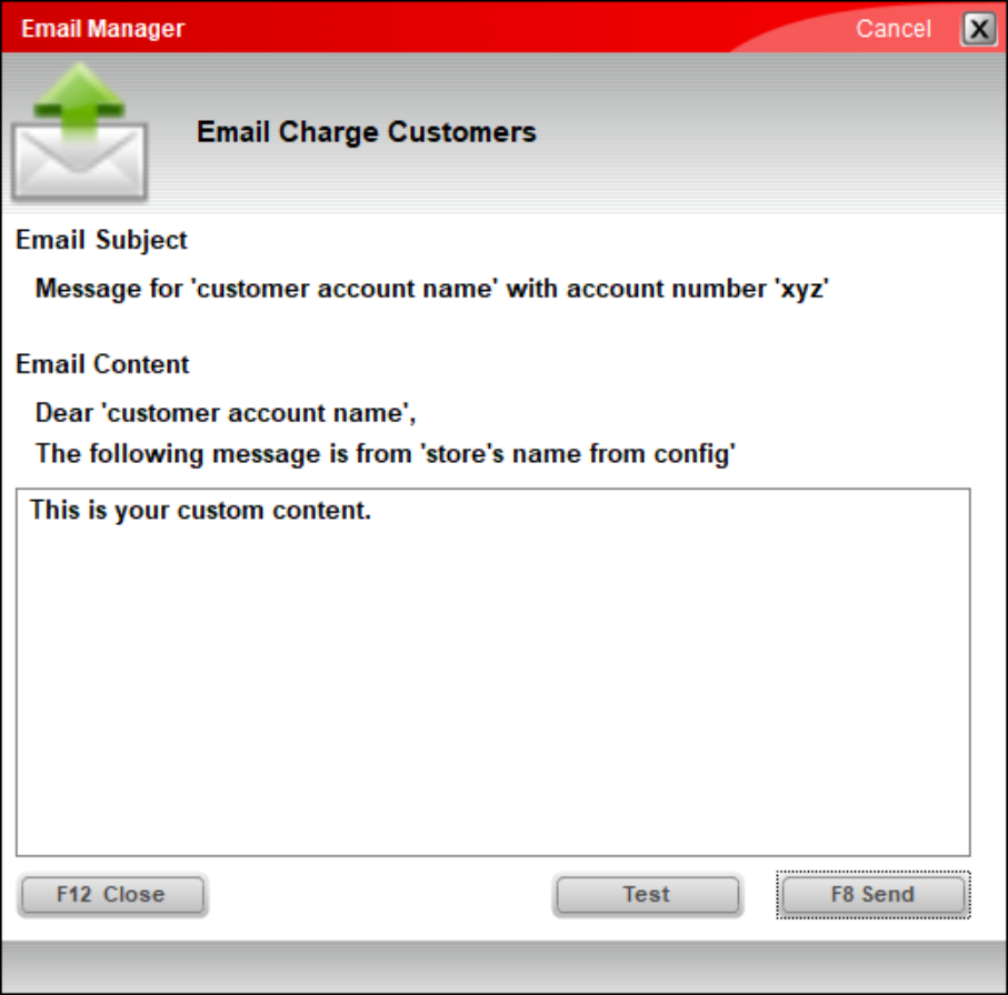 Charge customer email form