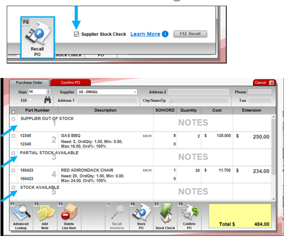 PO sorted by warehouse availability PO sorted by warehouse availability