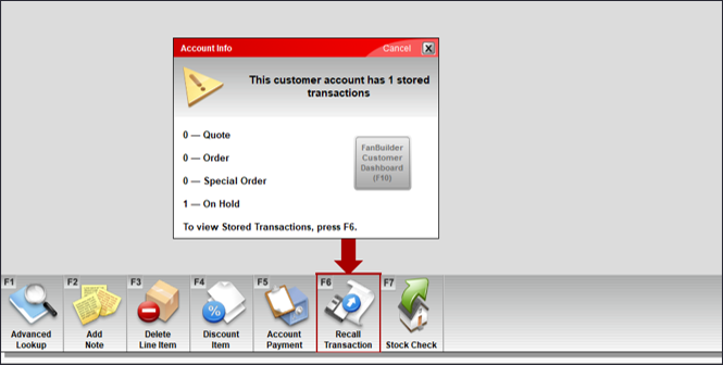 Account Info window/FanBuilder Customer Dashboard (F10)