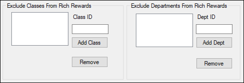 Exclude Classes/Exclude Departments