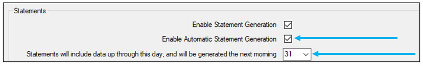 Enable statement generation options