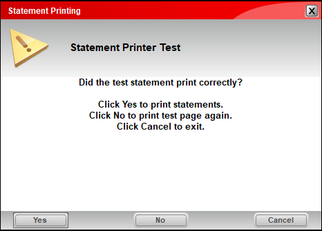 Statement Printing Test window