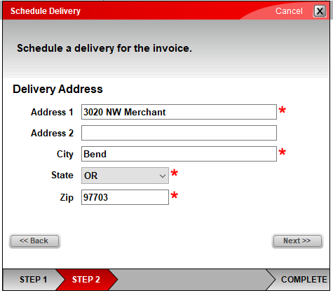 Schedule Delivery window/Delivery Address