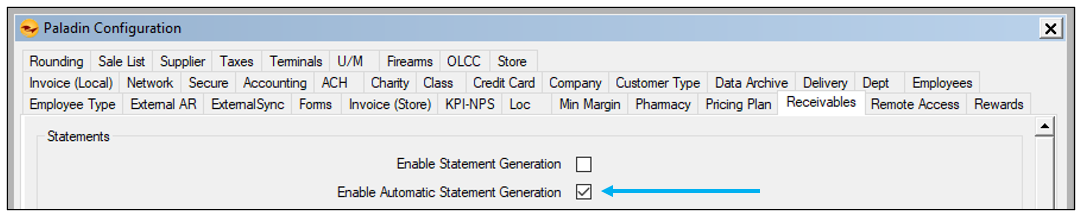 Enable Automatic Statement Generation