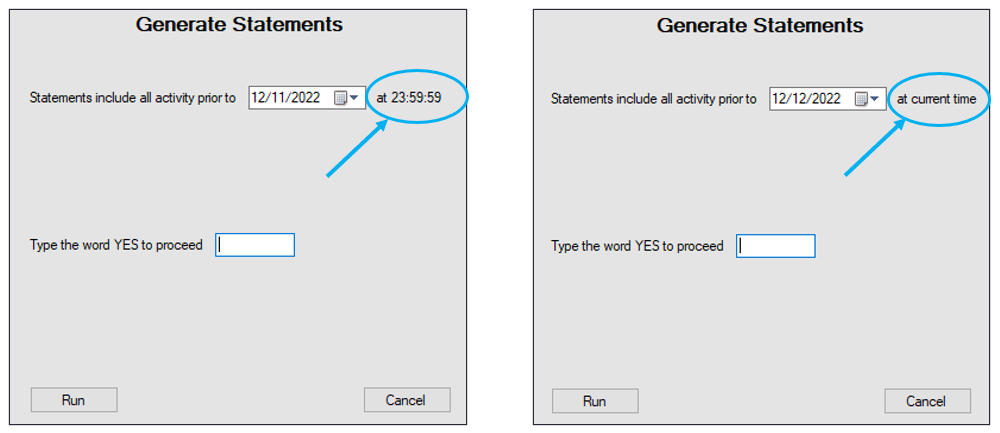 Generate Statements time setting