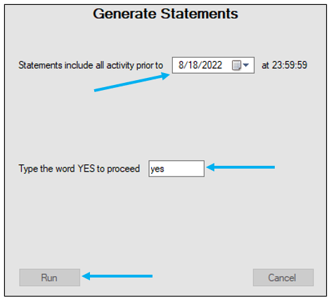 Generate Statements date option