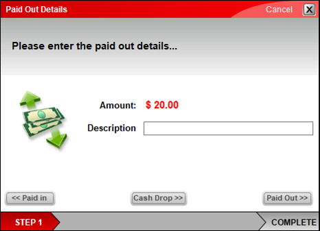 Paid Out Details window