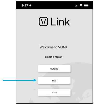 VLINK launch/Select a region