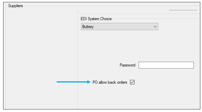 PO allow back orders option