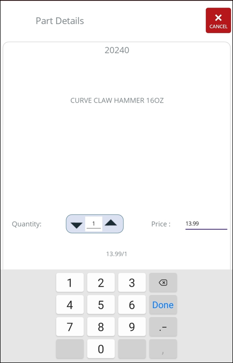 Keypad to adjust item price