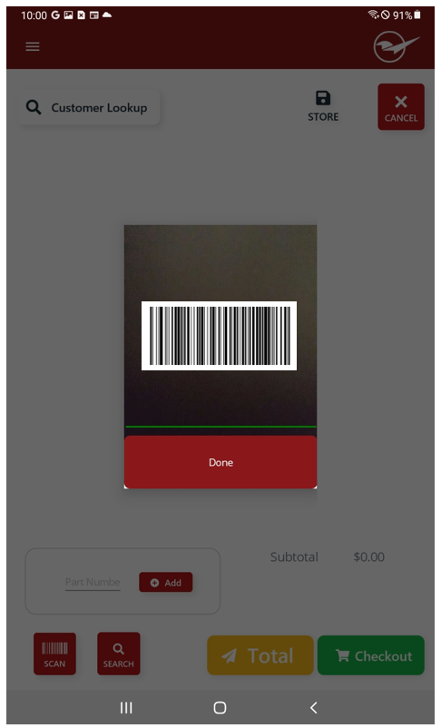 Camera window/scan barcode