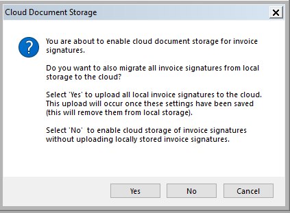 Storing invoice signatures to the Paladin Cloud message window