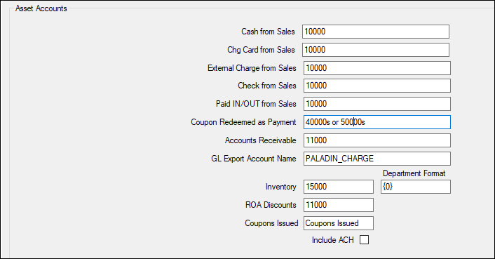 Numerical mapping in Asset Accounts