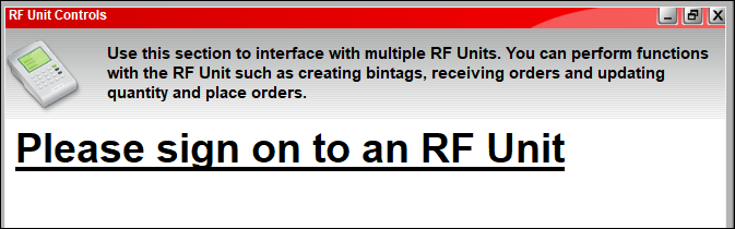 RF Unit Controls window