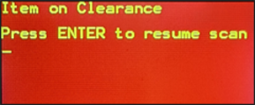 Item on Clearance message